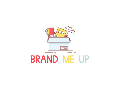 Brand me up box bright color palette colorful cute logo logo design package vector