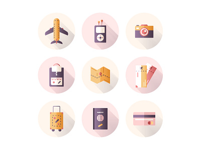 Travel icon set flat icon design icon set icons journey plane travel trip voyage