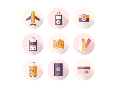 Travel icon set flat icon design icon set icons journey plane travel trip voyage