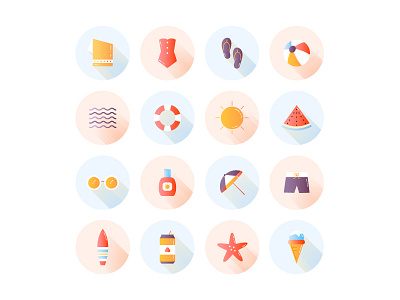 Summer beach icon set