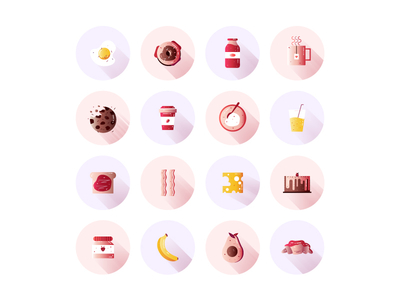 Breakfast icon set breakfast coffee donut flat food fried eggs icon design icon set icons morning pancakes toast