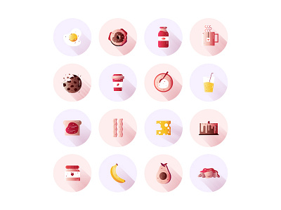 Breakfast icon set breakfast coffee donut flat food fried eggs icon design icon set icons morning pancakes toast