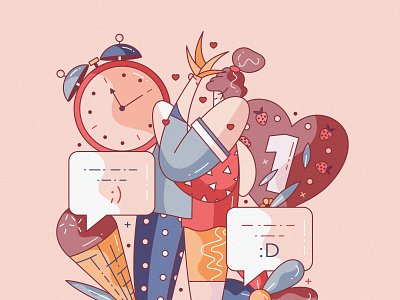I love you anniversary character design couple cute date dating flat hiwow illustration love relationship romance vector