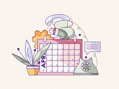 Dat Net calendar character design cute flat hiwow illustration interview phone schedule vector wait