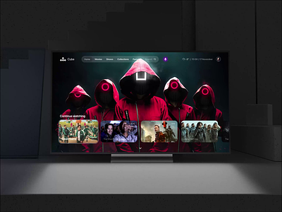 Cube concept TV App 3d animation app branding experience logo motion graphics tv tv app ui user