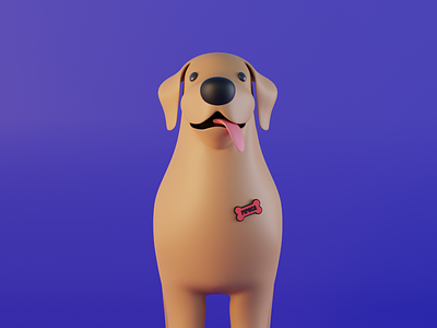 Pipoca 3d modeling blender dog golden retriever purple