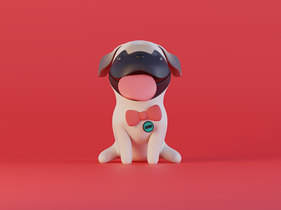 Azuki 3d modeling blender dog pug red