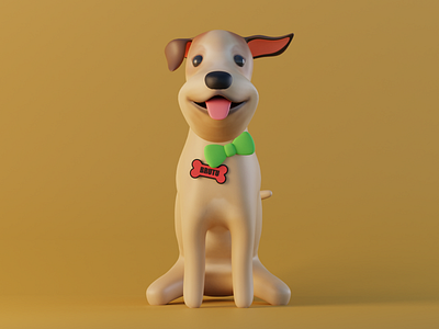 Brutu 3d modeling blender dog mutt yellow