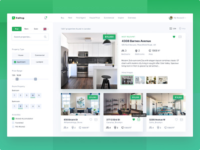 Find Property app business freelance green modern professional property property developer property management property search real estate realestate uiux website