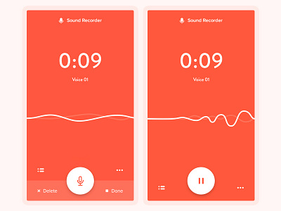 Sound Recorder App android floatingbutton ios mobile modern orange recorder simple soundrecorder ui ux wave