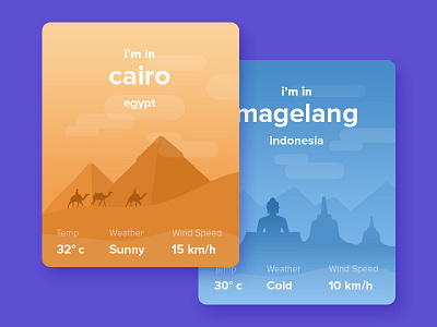 Location Checker blue borobudur brown check cold egypt freelance illustration location pyramid sunny weather