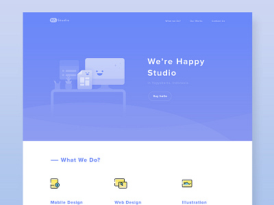 97.Studio Landing Page agency blue flat freelance illustration landingpage modern web yellow