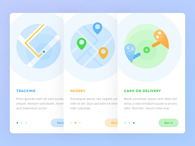Onboarding - Courier App blue courier flat freelance illustration ios map nearby onboarding progress slider tracking