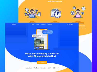 AI Chatbot Landing Page analytics business clean company service gradient header header illustration landing page modern proffesional saas product ui ux