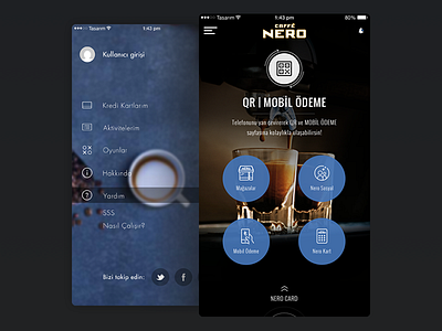 Dashboard and Sidebar application coffee index ios mobile order payment sidebar ui ux