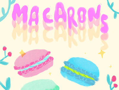 Macarons breakfast bright colorful coloring design dessert drawing food food illustration illustration lettering procreate sweets typography