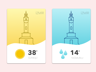 Weather Card & Icon Design (Izmir Clock Tower) card clock design icon illustrator izmir sketch smyrna tower weather