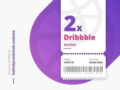 2 Dribbble Invites design dribbble flat giveaway invite invites modern player two