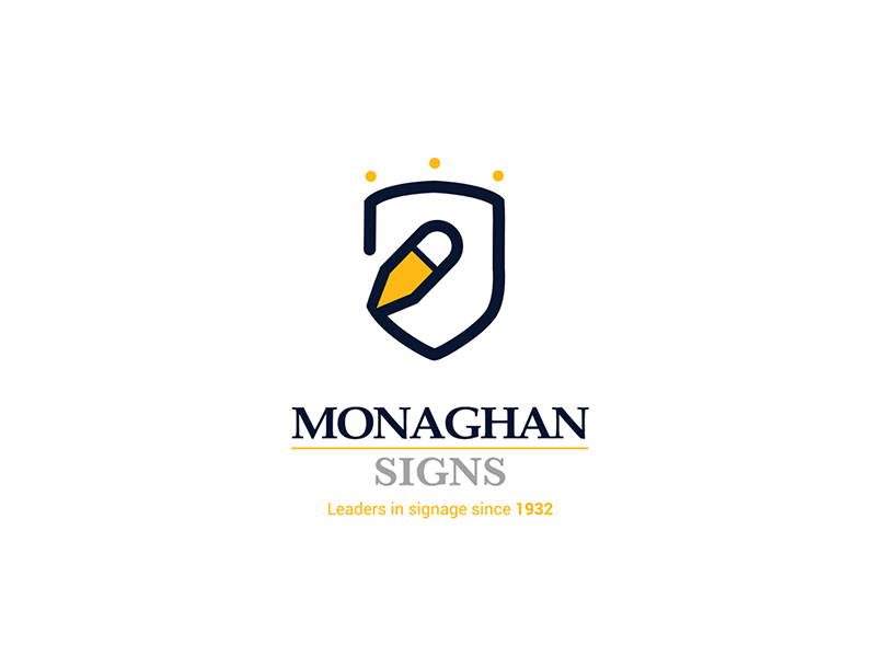 Monaghan Signs Logo animation brand brand element business design history icon identity logistics logo logo design element sign writers signage