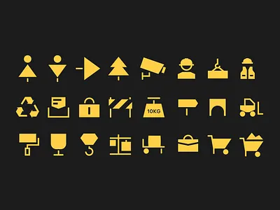 Construction pictograms branding building construction flat icon design icons illustration navigation pictogram print stop tree ukraine wc