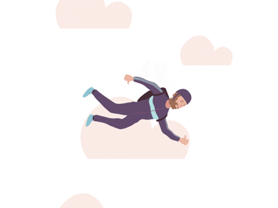 Skydiving Man animation beard clouds colors drive drop fly gif man sky sport thumbs up