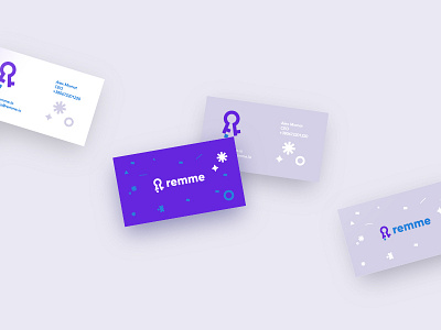 Business cards for Remme blockchain blue code geometry key logo passwords pattern pixels