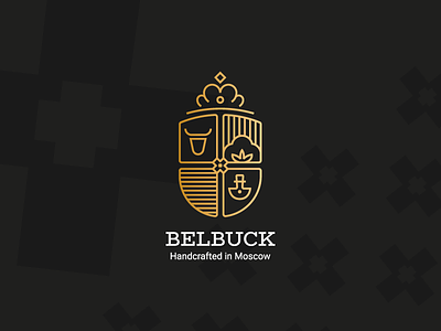 Belbuck bool coat of arms cotton crown handcrafted leather outline