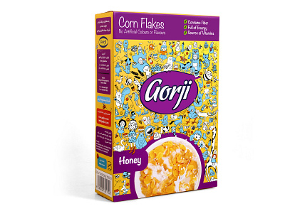 GORJI Corn Flakes branding design illustration package design packaging packaging design