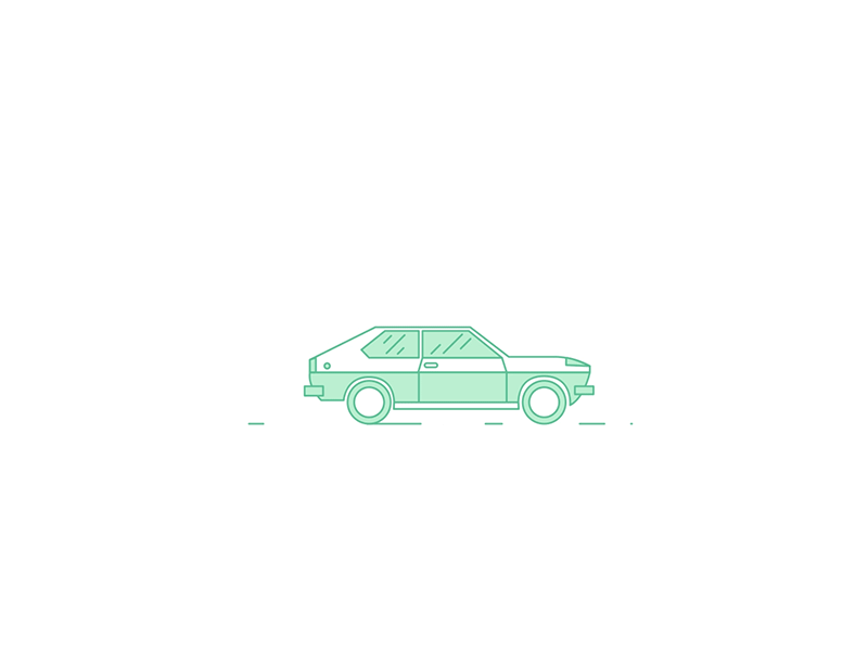 A car! Green Car 2d animation car drive flat icon lines outlines