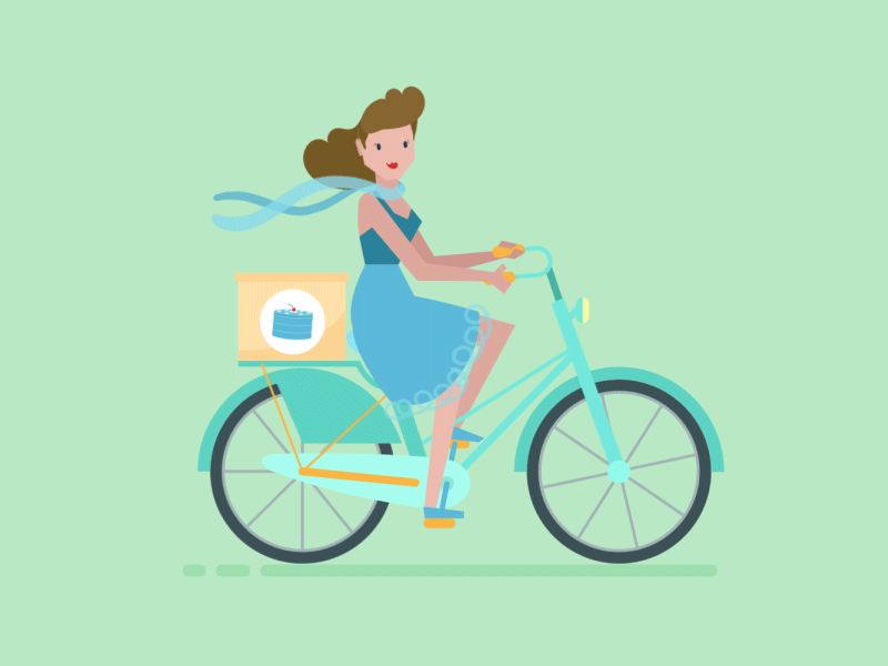 Bicycle animationb2b bicycle character cycling girl