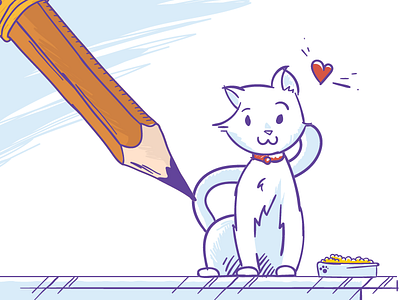Cat cat catlover heart kitty love outline pen pencil whiteboard