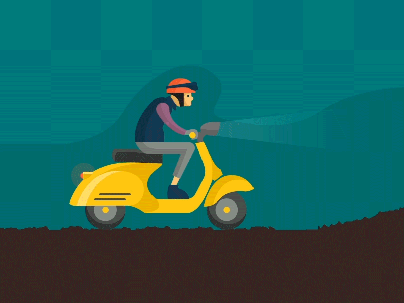 Vespa ride animation flat illustration vector