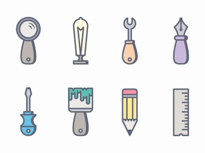 Tool Icons hardware icons icons illustration light pen pencil ruler screwdriver tool icons tools vector