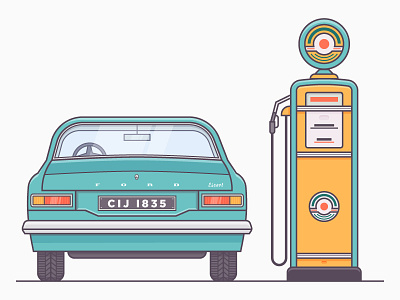 More Gas car fuel gas illustration motor oil vector vintage