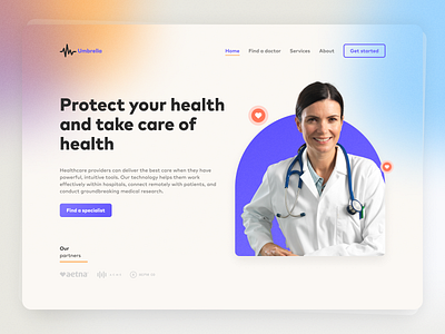 Health care - hero aurora doctor health care landing page medical ui web design