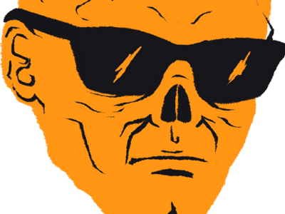 Beach Fear black digital illustration orange skull two color