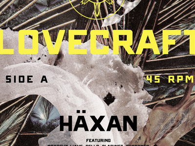 Haxan collage label type typography vinyl yellow