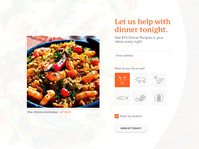 Recipe Sign Up Page - Daily UI 001 dailyui food form interface landing page signup form