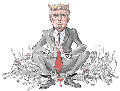 Trump portrait caricature editorial art illustration political