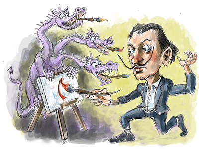 Dali caricature editorial art humorous illustration illustration surrealism