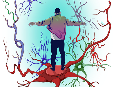 Growth of new brain neurons - for University of Pittsburgh editorial art ill illustration scientific illustration