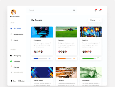 Dashboard (My Courses) app design ui ux web website