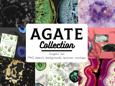 Agate Collection agate agate collection background bundle creativemarket decorative gemstone geode mockup natural nature objects sale texture