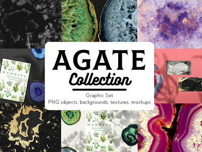 Agate Collection agate agate collection background bundle creativemarket decorative gemstone geode mockup natural nature objects sale texture
