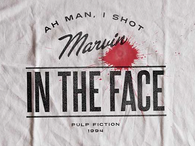 "Ah man I shot Marvin in the face" logo pulpfiction quote retro tshirt