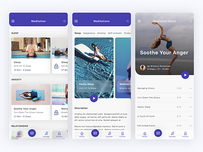 Neco - Meditation App Ui Kit app asmr event feed music music app news podcast portfolio radio sketch station