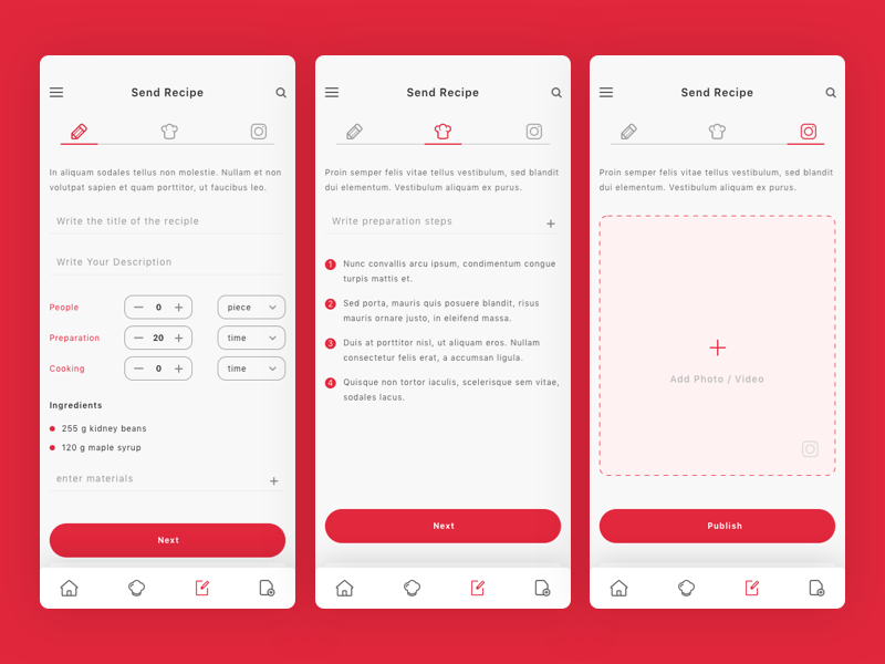 Roka - Recipes and Food Plan App UI Kit delicious recipe restaurant kitchen cooking chef app plan creative recipes food ui kit