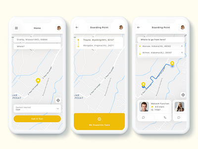 Yunu - Taxi App UI Kit adobe xd app booking driver map maps taxi taxi ui tracking uber ui kit xd