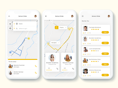 Yunu - Taxi App UI Kit adobe xd app booking driver map maps taxi taxi ui tracking uber ui kit xd