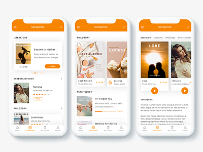 Meron - e-Book and Audio Book App UI Kit adobe xd audio book book book store e book ebook ecommerce shop social stream ui kit xd